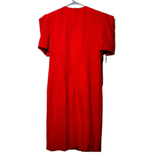 Vtg Raul Blanco Dress 12 Deadstock Red Secretary Dress Woven Gold Buttons Classy - Picture 2 of 16